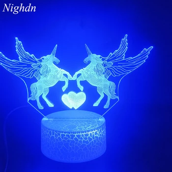 Nighdn Lovers Лампа с единорогом Ночник Led Touch 7 цветов USB Настольная прикроватная лампа Декор на День рождения Рождественский подарок для девочек и детей