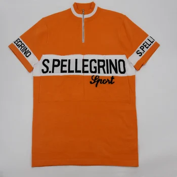 S. Pellegrino верх из мериносовой шерсти для велоспорта в стиле ретро.