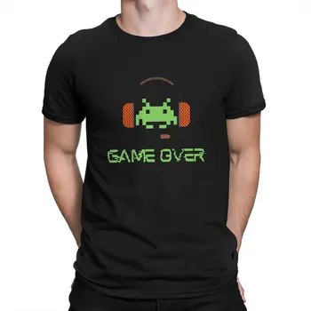 Space Invaders Стреляющая видеоигра Забавные наушники Футболка Homme Мужские футболки Blusas Футболка для мужчин