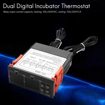 STC-3008 Двойной цифровой Дисплей термостата инкубатора Регулятор температуры 12V