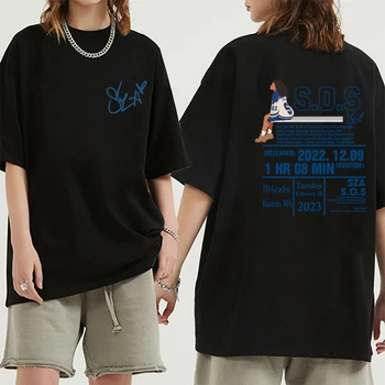 SZA SOS Good Days Графическая футболка Хип-Хоп Рэппер 90-х Винтажная футболка Летние Мужские Женские футболки Уличная одежда
