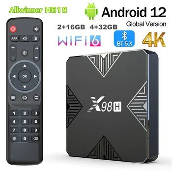 X98H TV Box Android 12,0 Allwinner H618 2 ГБ/4 ГБ ОЗУ 16 ГБ 32 ГБ ПЗУ BT5.0 AV1 3D Wifi6 2,4 G и 5G Wifi HDR Медиаплеер Телеприставка