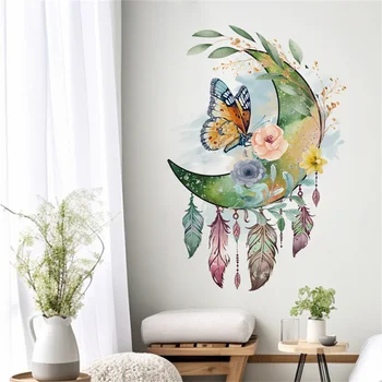 YUZI ПВХ Бабочка Ловец снов Минималистичная наклейка на стену, наклейка на стену, обои для домашнего декора спальни, гостиной (30x60 см)