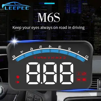 Автомобильный головной дисплей LEEPEE HUD Дисплей Спидометр M6S Проектор на лобовое стекло Цифровая охранная сигнализация OBD2