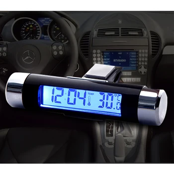 Автомобильный ЖК-дисплей с цифровой подсветкой, автомобильный термометр, часы, электронные часы, автоматические часы для украшения интерьера автомобиля