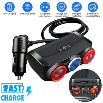 Автомобильный прикуриватель от 1 до 2, двойное зарядное устройство USB, Разветвитель 12-24 В, универсальный адаптер питания Smart Outlet мощностью 120 Вт