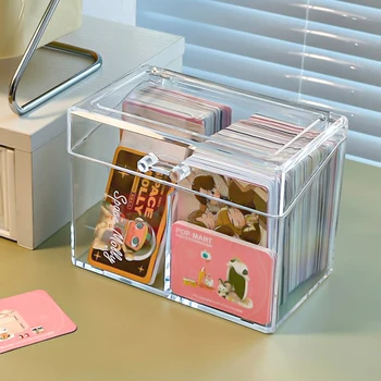 Акриловые наклейки для фото, Коробка для хранения Визитных карточек, контейнер для визитных карточек, Пылезащитный Органайзер для коллекции открыток Idol