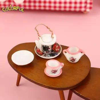 Аксессуары для кукольного домика 1/12 1/8 Керамическая посуда, Чайная чашка разных цветов Для украшения керамической мини-модели в кармане