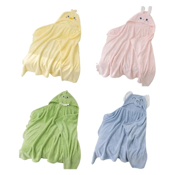 Банное полотенце с капюшоном с мультяшным животным для детей от 0 до 6 лет, мягкое и впитывающее детское одеяло из кораллового флиса, детский халат