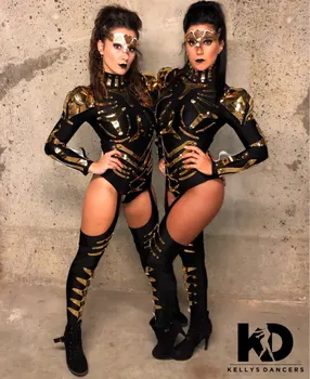 Бар ночного клуба, новый футуристический костюм воительницы с черной технологией, комплект танцевальной одежды певицы gogo DS для шоу-выступлений