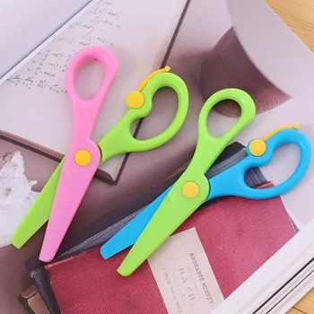 Безопасные пластиковые ножницы с круглой головкой, наборы инструментов для рисования для студентов, Миньоны для резки бумаги, принадлежности для детского сада и школы
