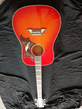 бесплатная доставка профессиональная настройка акустической гитары вишневая гитара AAA акустическая гитара с верхом из массива дерева акустическая народная гитара flame maple
