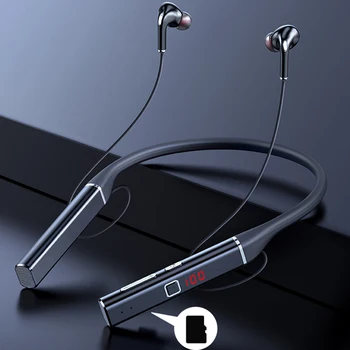 Беспроводные Bluetooth-совместимые наушники 5.0 с шейным ободком, стереонаушники с магнитным шумоподавлением, спортивная гарнитура для бега с микрофоном