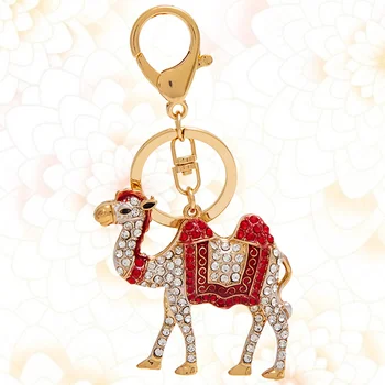 Брелок со стразами в форме верблюда, брелок для ключей, кошелек, сумочка, подвеска с подвесками, украшение для ключей, красный