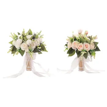 Букет для невесты, подружек невесты, искусственная роза из полиэтилена, свадебные цветы в руках для