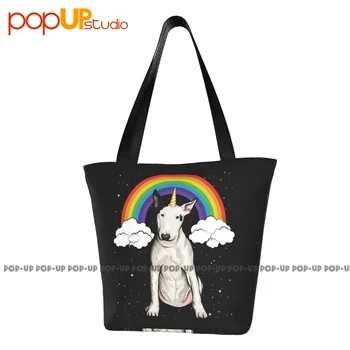 Бультерьер радужный единорог Волшебная фэнтезийная собака Модные сумки Удобная сумка для покупок сумка через плечо