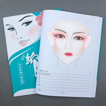 Бумажный макияж Oq5M Тетрадь для упражнений этого профессионального визажиста, тетрадь для упражнений по макияжу, рисунок для красоты, Цвет бровей, глаз, губ