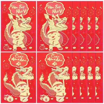 Бумажный пакет с деньгами Года Дракона, Красные пакеты, Конверт с рисунком сумки 2024 года, Новинка в китайском стиле