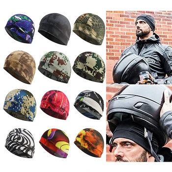 Быстросохнущие велосипедные кепки Черный спортивный мотоциклетный шлем для бега Внутренняя подкладка шапочки-бини Влагоотводящая Охлаждающая спортивная шапка на открытом воздухе