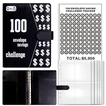Бюджетная папка Savings Challenges Book 100 для конвертов Простой и увлекательный способ сэкономить 5050 долларов с помощью конвертов с наличными