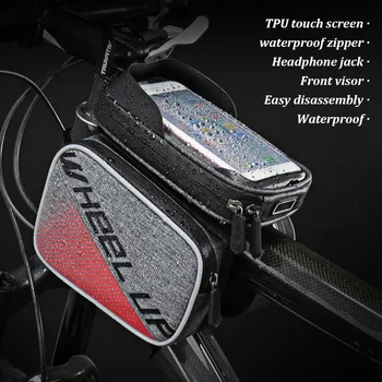 Велосипедная сумка WHEEL UP с 6,0 дюймовым водонепроницаемым сенсорным экраном Верхняя трубка MTB Велосипедная Рама для верховой езды Передние сумки для головы Сумка для мобильного телефона