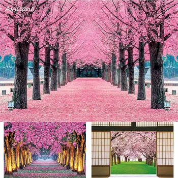 Весенний фон Avezano Декорации из розовой вишни в японском стиле Детский портрет Сакуры На заднем плане Декор фотостудии