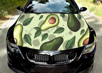 Виниловая наклейка с изображением фруктов авокадо на капоте автомобиля, оберточная пленка, наклейка на крышку двигателя, Защитная пленка для капота автомобиля универсального размера