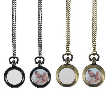 Винтажное ожерелье с подвесками для карманных часов в стиле ретро, Заготовки для сублимации ювелирных изделий, Креативный подарок для печати фото Логотипа своими руками