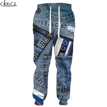 Винтажные брюки CLOOCL из денима в стиле ретро, брюки с 3D-принтом, повседневные брюки, уличная одежда в стиле хип-хоп, мужская одежда