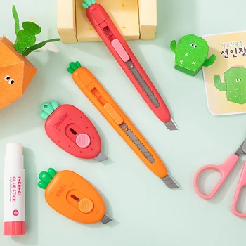 Выдвижной Нож-Бритва Cute Carrot Shaped Art Envelope Utility Knife для Резки Упаковочных Коробок, Картона Для Резки Бумаги