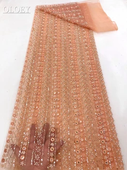 Высококачественная французская кружевная ткань с вышивкой для жениха в Африканском нигерийском стиле с блестками для свадебного платья