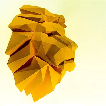 Голова Льва Настенная Бумажная модель Скульптура 3D DIY Papercraft Украшение стен гостиной Стереоскопическая сцена Низкополигональные модели