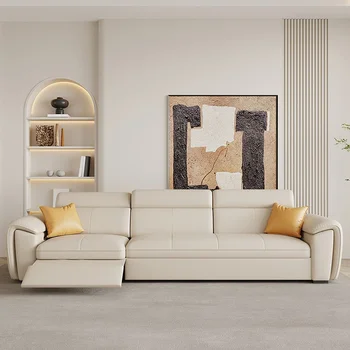 Гостиная Роскошный диван Гостиная Современный Белый Электрический диван Кресло с Откидывающейся спинкой Кожаный Диван для гостиной Nordic Relax Комплект мебели