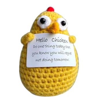 Готовая желтая кукла Hello Chicken, вязаная крючком, Забавная Кукла, Позитивное поощрение, Вязаная кукла, новогоднее украшение