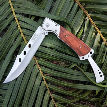 Дамасский Складной нож Высококачественный Военный 440C Сталь Деревянная ручка Тактический Нож Походный Нож для выживания Охотничьи Ножи EDC