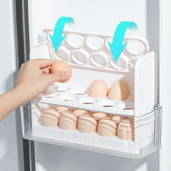Дверца холодильника внутри резервуара для хранения яиц, 3-Слойный складной ультраузкий ящик для хранения яиц, кухонная утварь