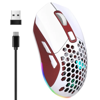 Двойная игровая мышь RGB, беспроводная, 2,4 Г, светящаяся мышь для ПК, ноутбука