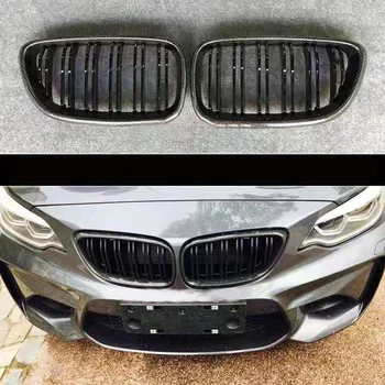 Двойная Планка Переднего Капота из Углеродного волокна, Решетки для почек, Совместимая с Решеткой для BMW F22 F23 M2 2014-2018 для BMW 225i 218i 220i