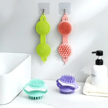 Двусторонняя щетка для мытья ванной комнаты для взрослых и детей, массажная щетка для сухого и влажного мытья шампунем Magic
