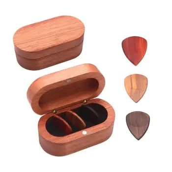 Деревянная коробка для медиаторов овальной формы, деревянная коробка для медиаторов ручной работы, кость в форме бабочки, Шрапнель из дерева