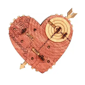 Деревянные головоломки IQ в форме сердца Magic Secret Box в подарок для взрослых