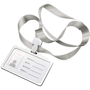 Держатель удостоверения личности из алюминиевого сплава горизонтального типа с шейкой на шнурке для женщин и мужчин, Держатели деловых рабочих карт