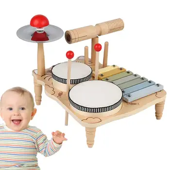 Детская барабанная установка Музыкальные Игрушки Детские Музыкальные Инструменты Барабанная установка Занятия для малышей Сенсорные игрушки Монтессори Обучение &
