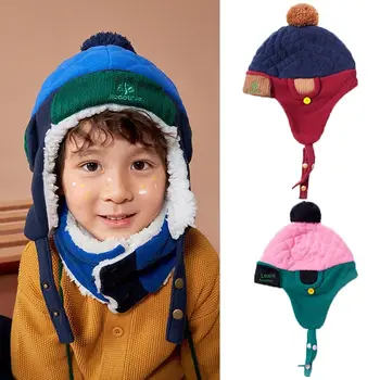 Детская шапочка для защиты ушей в корейском стиле, утолщенная теплая зимняя шапка, мягкие бархатные шапочки-ушанки для детей