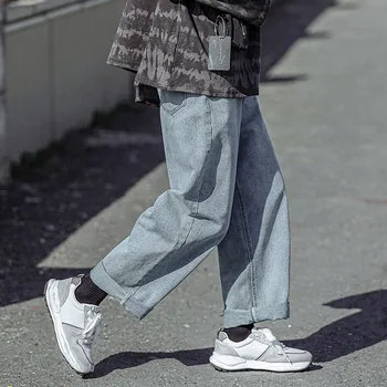 Джинсы, осенние новые однотонные брюки с прямыми штанинами, джоггеры, мужская мешковатая одежда hosen, мужская одежда
