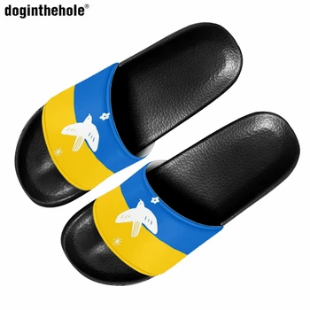 Дизайн Doginthehole с принтом украинского флага, женские летние тапочки из ЭВА, легкие нескользящие тапочки для ванной, пара уличных пляжных сандалий
