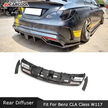 Диффузор для Губ Заднего Бампера из Углеродного Волокна с Боковыми Разветвителями для Mercedes Benz CLA Class CLA200 CLA250 CLA260 CLA45 AMG 2013-2018