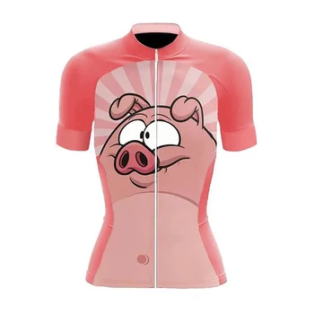 Женская велосипедная майка Pig с коротким рукавом, велосипедная рубашка, Велосипедная одежда, одежда для горных дорог, одежда для велосипедных гонок, одежда MTB