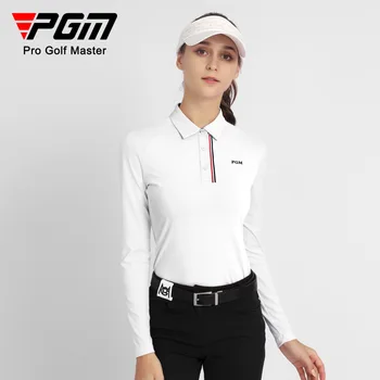 Женская рубашка PGM Golf с портами, Футболка, Топ для Женщин, Осенне-Зимняя Одежда С Длинным Рукавом, Простое Высокоэластичное Тонкое Поло YF534