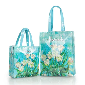 Женская сумочка для покупок из ПВХ с цветочным принтом, большая летняя эко-сумка, пляжные сумки, большая повседневная студенческая сумка для книг